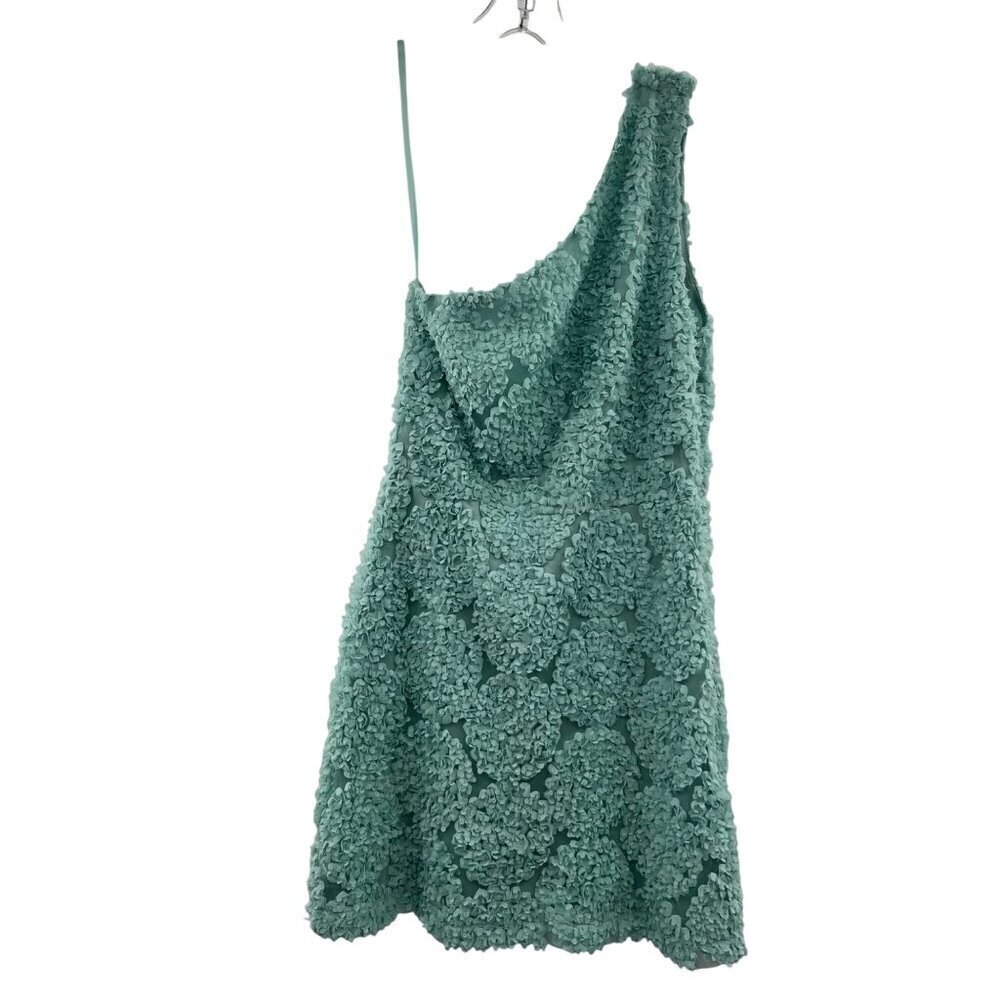 She+Sky One Shoulder Textured Dress A-Line Turquoise Size Small Zip